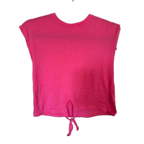 Children’s Place 2pc Outfit Girls Pink Tie Front Top with Floral Striped Shorts - Picture 4 of 8